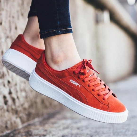 Red puma suede platform Clearance